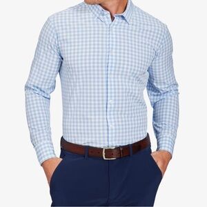 Mizzen+Main Blue Checkered Dress Shirt Tailored Fit